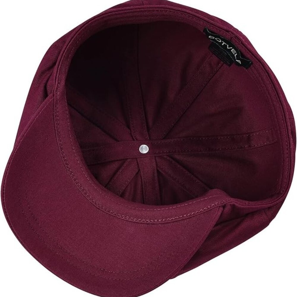 Maroon Vintage Retro Newsboy Baker Boy Flat Ivy Gatsby Cabbie Driving Golf Hat - Picture 3 of 6